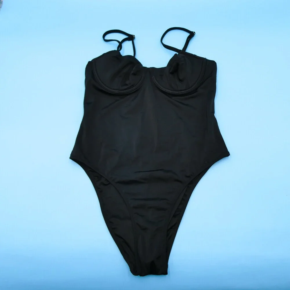 Victorias Secret Medium Black Smooth Underwire Lightly Padded One Piece Swimsuit